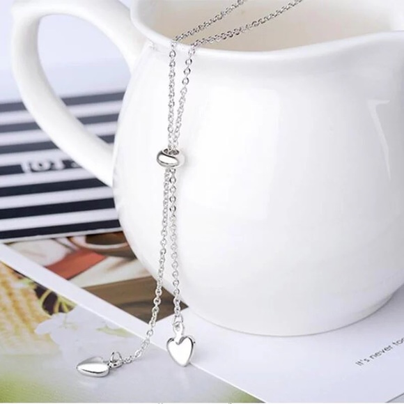 Sterling Silver Adjustable Heart choker necklace - Picture 3 of 5
